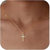 UTISUVIKO 14K Gold Plated Cross Pendant Necklace for Women Men, 925 Sterling Silver Cross Layered Choker Necklace Trendy Gold Easter Christian Baptism Religious Faith Jewelry GiftsTo My Daughter