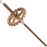 BENECREAT Drop Spindle Top Whorl, Spinner Wheel Tool Yarn, Wooden Weaving Spindle Whorl Yarn Spin Tool for Beginners DIY Spinning Crafts Supply (3.54x12.87inch Gear)