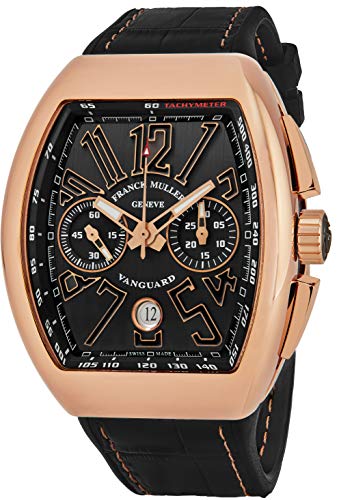 Franck-Muller-Vanguard-Mens-Rose-Gold-Automatic-Chronograph-Watch-Tonneau-Black-Face-with-Luminous-Hands-Date-and-Sapphire-Crystal-Swiss-Made-with-Tachymeter-Scale-V-45-CC-DT-5N-NR