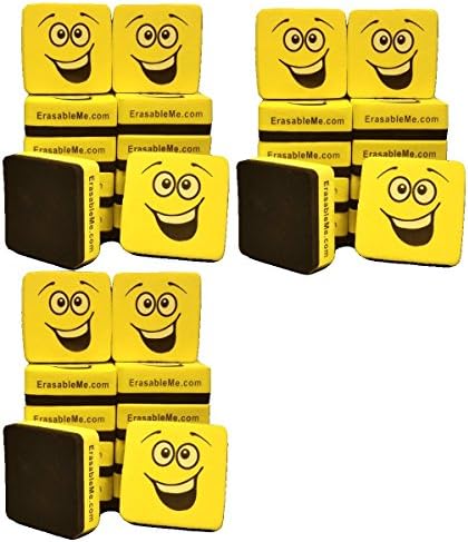 Dry Erase Erasers for Whiteboard Pens and Markers. Set of (36) 2" x 2" Premium Quality. Perfect for School, Home, Work or Classroom (36, Yellow)