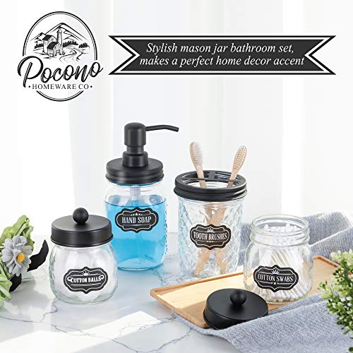 Premium Mason Jar Bathroom Accessories Set 4pc Mason Jar Soap