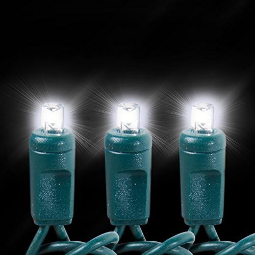 Commercial Grade Wide Angle LED Christmas Lights, 200 bulbs, 65 ft long (Pure White)