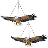 Design Toscano Flight of Freedom American Bald Eagle Hanging Bird Statues, 19 Inch, Set of Two, Polyresin, Full Color