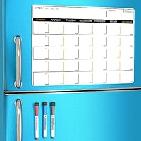 Magnetic Dry Erase Calendar - Monthly Planner Board for Fridge - Family Weekly Whiteboard Organizer - Refrigerator To-Do List for Kitchen - Reusable Writing Pad Magnets - Day and Week Planning Sheets