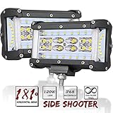 Side Shooter LED Lights, AutoPowerPlus 2pcs 5 inch 120W LED Pods Off Road Driving Fog Light Waterproof LED Cubes Spot Flood Combo Work Lights for Truck Jeep ATV UTV Pickup Boat