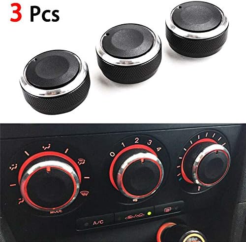 GreceYou 3pcs Air Condition A/C Panel Control Switch Knob Cover for Mazda 3 M3 2004-2009