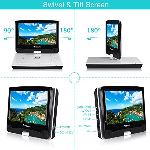 NAVISKAUTO 10.1" HD Portable Bluray DVD Player with HDMI ,Builtin