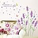 Beautiful Large Long Stem Lavender Flowers with Butterflies Waiting for the Arrival of Love Wall Decals