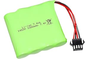 7.4V 1000mAh Ion Pack 14500 Rechargeable Li-ion with SM-4P Plug for Cars, Fishing Lights DIY Replacement