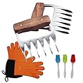Sougem Meat Claws Heat-Resistant Silicone Cooking Gloves and 3 Silicone Grill Brushes, Barbecue Tool Sets for Outdoor Cooking, Oven, Grilling, Smoking