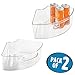 mDesign Lazy Susan Storage Bins with Handle for Kitchen Cabinets, Pantry - 1/4 Wedge, Small, Pack of 2, Clear