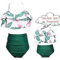 Kokowaii Fancy Mum and Me Matching Swimwear Girls Swimsuit Womens High Waist Bathingsuit