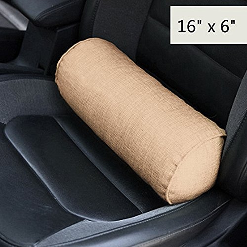 16x6 Inch Round Neck Pillow For Neck Backrest for Car or Office Chair Sofa, Support Pillow for Posture & Comfortable Spine Position(Light coffee) - Thumbnail 7