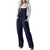 ONLYSTORY Jumpsuits for Women Casual Corduroy Overalls Adjustable Straps Wide Leg Rompers Sleeveless Jumpsuit with Pocket