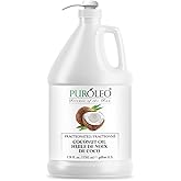 PUROLEO Fractionated Coconut Oil 128 Fl Oz/3784 ML (Packed in Canada) 100% Natural and odorless Moisturizer & Carrier Oil l Hair Skin Body, Aromatherapy, Massage, Makeup Remover
