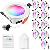 Smart Recessed Lighting, 4 Inch 9W Bluetooth & WiFi Contorl LED Smart Downlight RGBWC with Panel Switch & Smart Bridge…