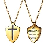 Put On The Full Armor Of God Shield Necklace,Pendant,Catholic,Christian Jewelry,Bible Verse Ephesians 6:10,Religious Gift for Men or Women