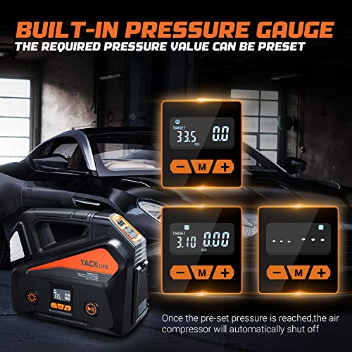 TACKLIFE A6 Plus AC/DC Tire Inflator, Portable Air Compressor with LCD
