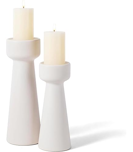Amazon.com: E-ROOM TREND Candle Holders Ceramic White Taper