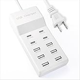USB Charging Station with 6 USB-A & 4 USB-C Ports, 50W 10A USB Charging Block for Smart Phone, Tablet, Laptop, Multiple Devices - USB Power Strip with Auto-Detect Technology (1 PCS)