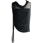 JJcollection Pure Silk Chiffon Shawl/scarf, Oblong Size 76" L x 34" W, Solid Black