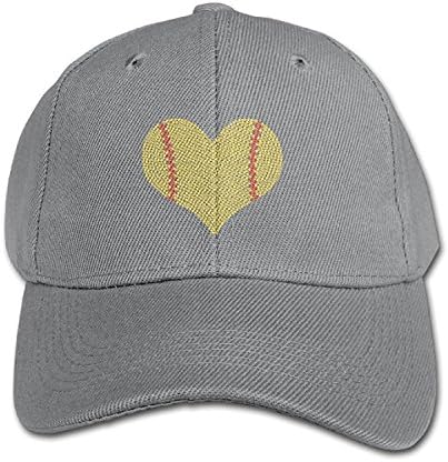 KIDDOS Little Boys Girls Toddler I LOVE SOFTBALL HEART Baseball Cap Cotton Cap - Adjustable Hat Ash