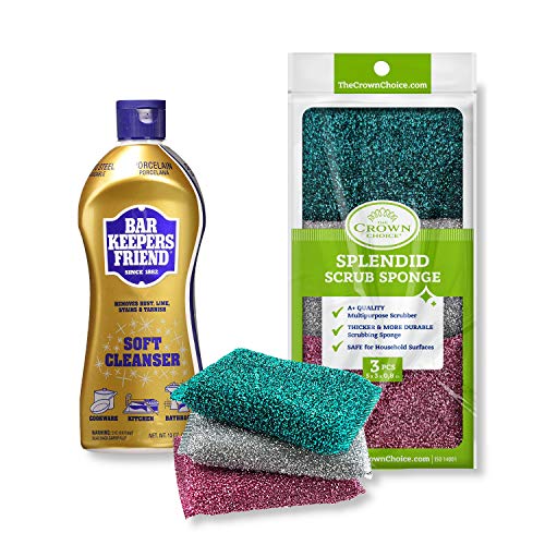Bar Keepers Friend Soft Cleanser and MultiPurpose Scrub Sponge Kit and