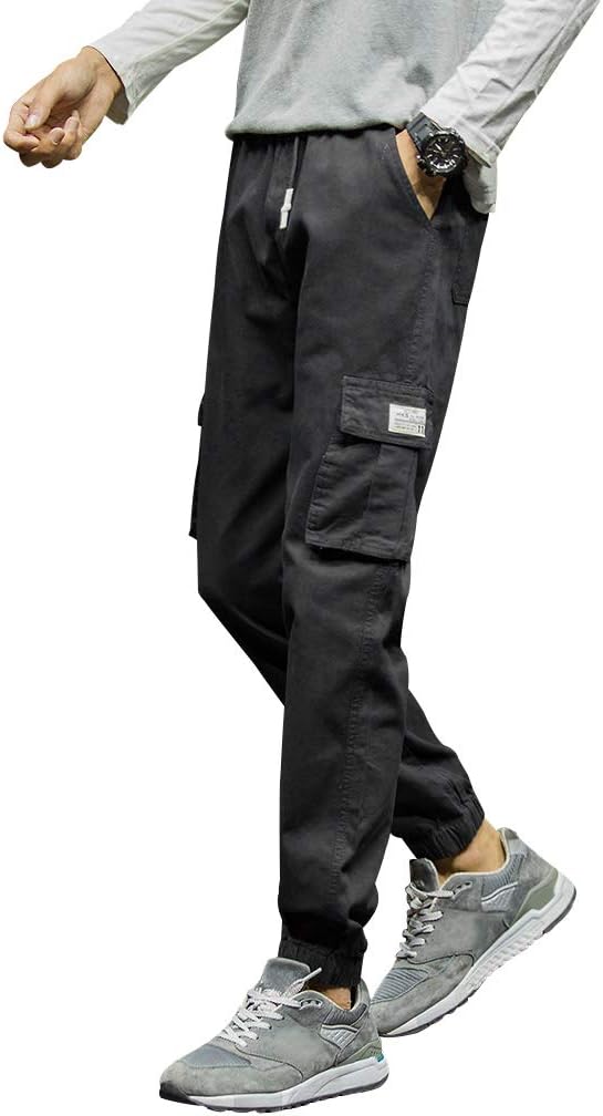 Snowman Lee Mens Elastic Ankle Cargo Pants Fleece Lined Warm Jogger Chino Pants