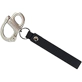 OUBULU SCBA Mask Quick Release Shackle with Leather Handle for Firefighter, Marine Grade 316 Stainless Steel Fixed Snap Shackle Lanyard