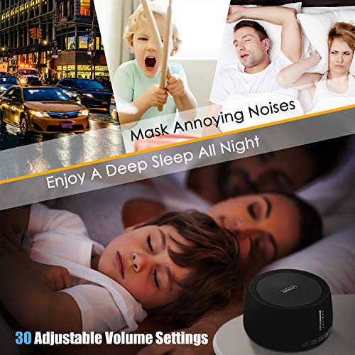 White Noise Machine, MOICO Sound Machines for Sleeping with 30 Non-Looping Soothing Sounds, 20 Levels of Volume, Timer & Memory Function, Sleep Machines for Baby Adults Travel Office Privacy (Black) - Thumbnail 2