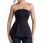 FIGKICKSEN Strapless Tube Top for Women Going Out Y2k Summer Bandeau Top Ruffle Hem Sexy Off The Shoulder Bustier Trendy Tops