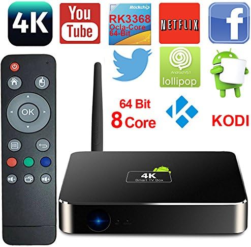 Octa Core Ultra HD 1080P Android Set Tv Box KODI XBMC CPU 3368 1GB/8GB Android 5.1 Lollopop Wi fi LAN 60fps 2.0GHz 4k Tv Kodi TV Streaming Portable Media Player