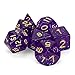 Wiz Dice Midnight Nebula Set of 7 Polyhedral Dice, Translucent Purple, Blue & Silver Glitter Tabletop RPG Dice with Clear Display Box