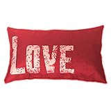Wonder4 Valentines Day Pillow Covers,Red Love Pillowcase,Linen Cotton 12 X 20