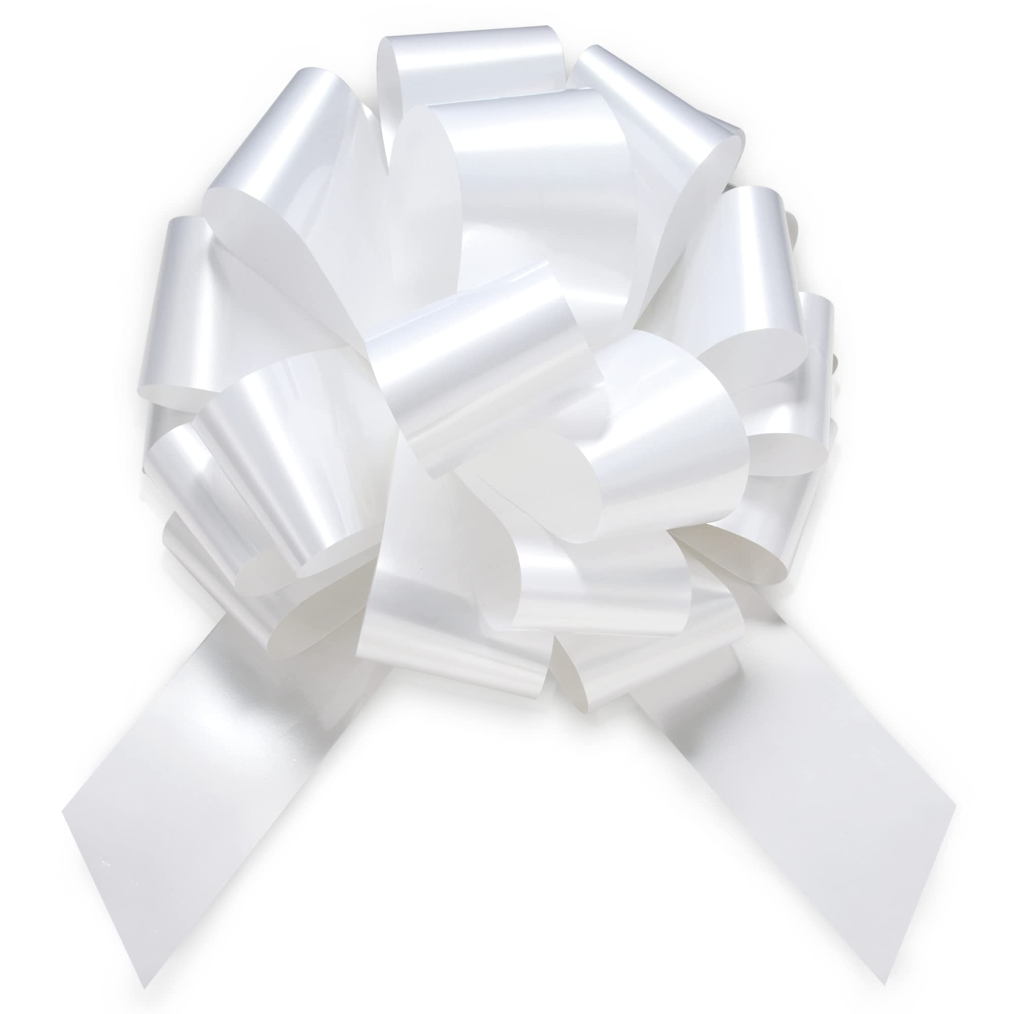 Zoe Deco - Big Car Bow - Glossy White, 18 Inch - Giant Car Bow for Birthday, Christmas, Wedding Reception, Surprise Party - Large Gift Wrapping for Huge Present