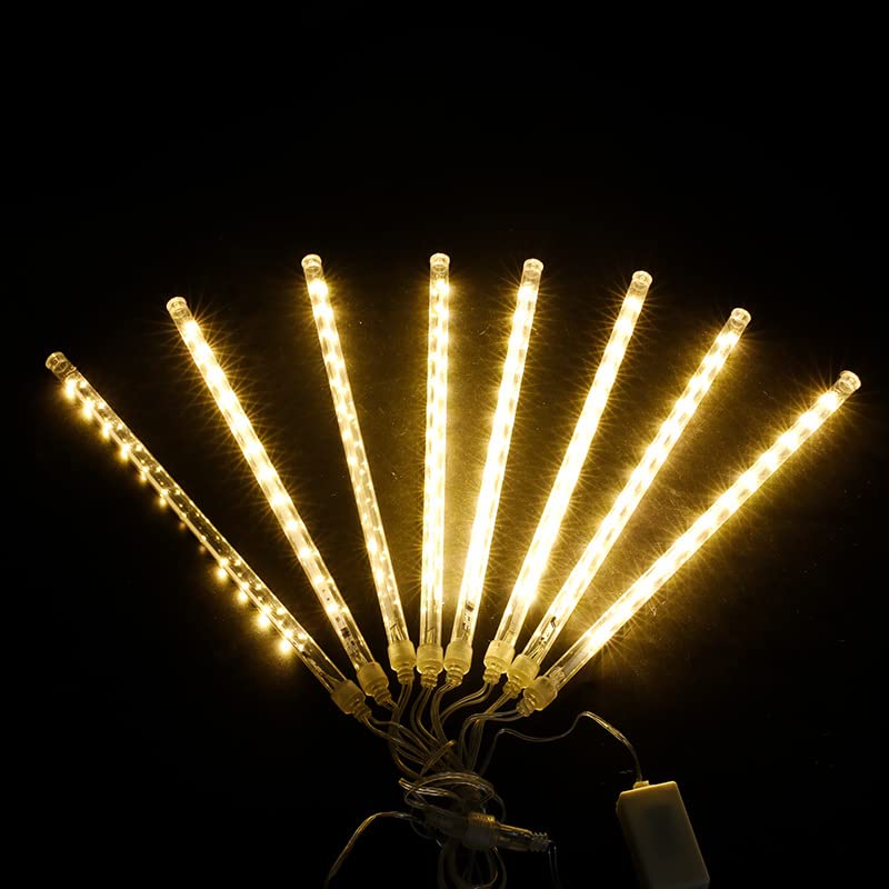 192 LED Solar Lights Meteor Shower Rain Tree String Light for Garden Wedding Christmas Xmas Decoration Outdoor (Warm White)