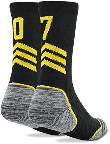 over the Calf Sport Socks,Funcat Men Women Custom Team Number Football Soccer Athletic Crew Socks Black/Yellow 1 Pair,"70""07"