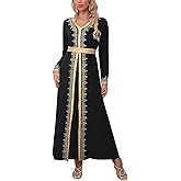 FYMNSI Women Muslim Abaya Dress Islamic Dubai Modest Lace Belted Dress Abayas Kaftan Eid Prayer Clothes Arabian Maxi Robe
