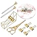 TOODOO Desk Accessory Organization Kit, Set of Stapler, Mouse Pad, Tape Dispenser, Crystal Pens, Scissors and More Table Accessaries (Gold, 10 Pieces)