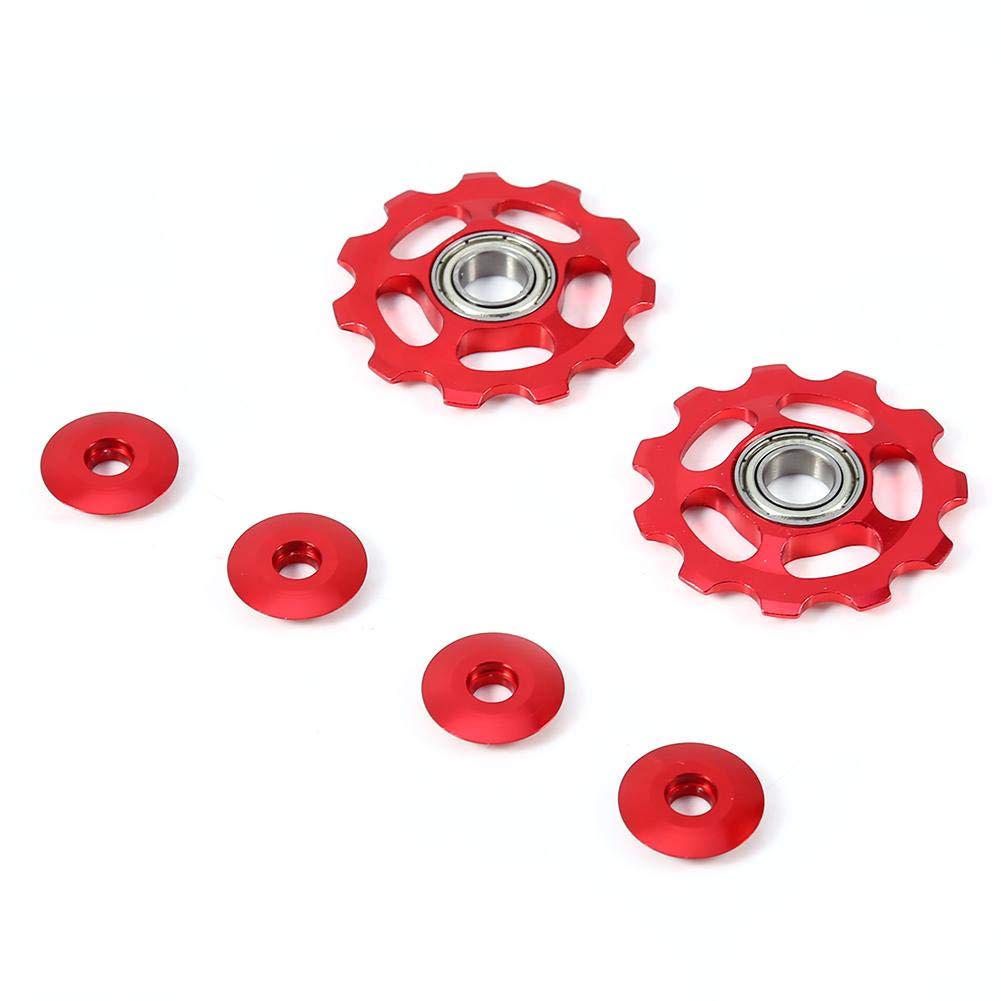 Derailleur Sprocket,11T Wheel Bike Rear Derailleur Pulley, 2pcs Aluminum Alloy 11T CNC Road Mountain Bike Derailleur Wheels Derailleur Pulley Guide Bearing replacement for ycle