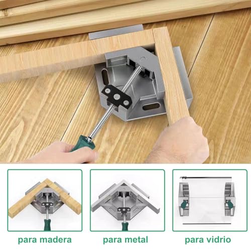 ADILIKADII Abrazadera de Ángulo Recto de 90 Grados, Juego de 2 Prensa Esquineras con Mandíbula Ajustable, Herramienta Cuadrada de Sujeción para Marcos De Fotos Carpintería Estanterías Armarios Soporte
