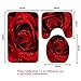 WONDERTIFY Bath Mat,Rose,Red Rose with Water Droplets Bathroom Carpet Rug,Non-Slip 3 Piece Bathroom Mat Set