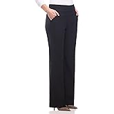 REKKUNA Women's Stretchy Wide Leg Pull-On Dress Pants with Pockets