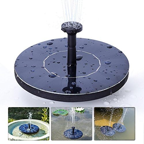 Solar Power Bird Bath Fountain Pump, 1.4W Floating Free Standing Outdoor Solar Water Pump with Different Water Sprays for Bird Bath, Pond, Tank and Garden Decoration
