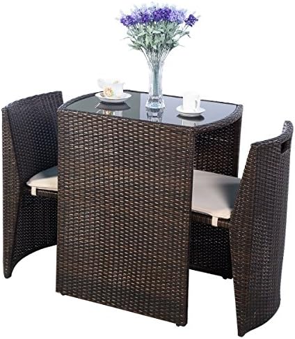 Cushioned Outdoor Wicker Patio Set Garden Lawn Sofa Furniture Seat 3 PCS Brown PSG-101