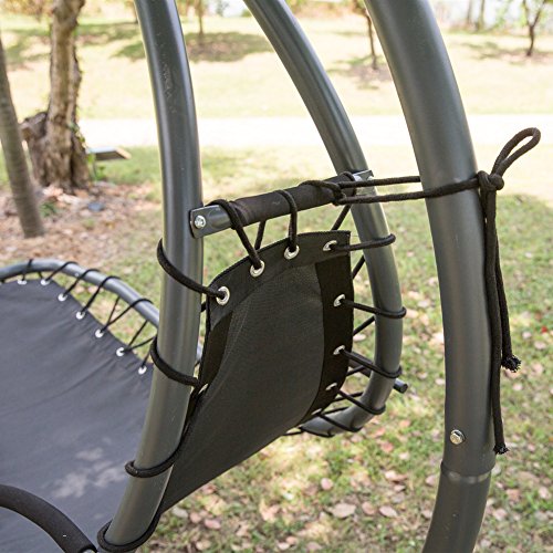 PatioPost Outdoor Hanging Chaise Lounger Chair Swing Hammock Arc Stand Air Porch Canopy, Orange Red