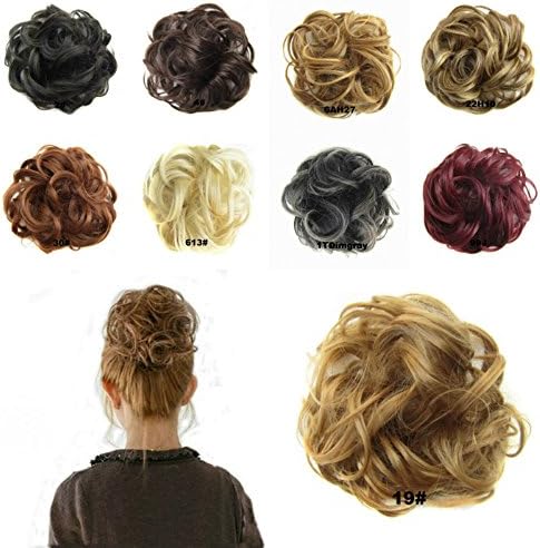 MAYARAYLI Wavy Curly Messy Elastic Hair Bun Extensions Donut Synthetic Hair Chignons Hair Piece Wig Scrunchy Scrunchie Hair Bun Updo Hairpiece Hair Ribbon Ponytail Extensions Hair Extensions