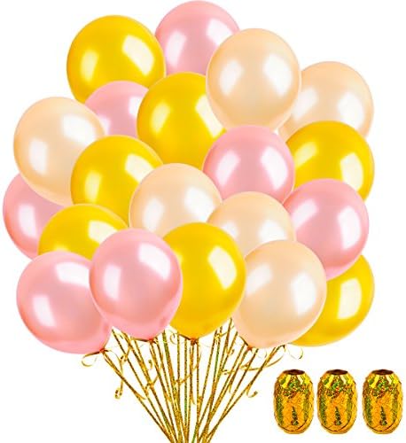 60Pcs 12 inch Latex Balloons, Gold &amp; Champagne Gold &amp; Rose Gold Party Balloons for Bridal Shower,Wedding,Baby Shower,Birthday, Graduation Party Decorations (Multicolor)
