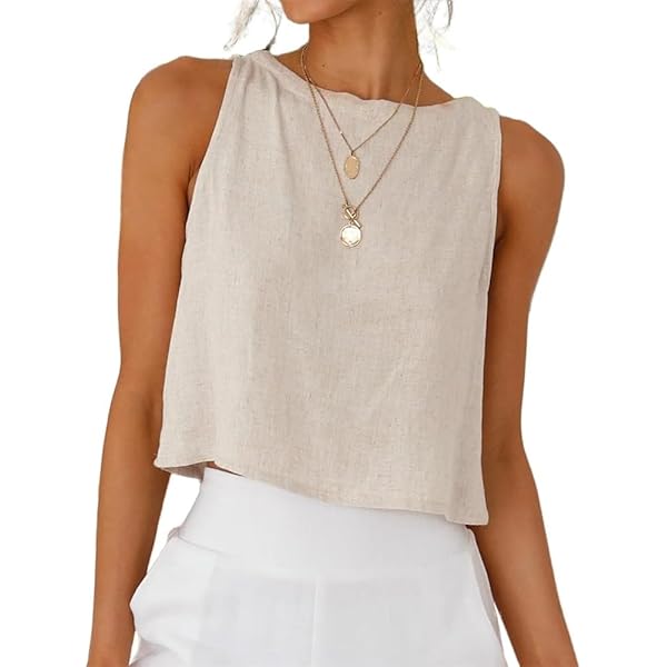 IDEALSANXUN Linen Vest Tops for Women Cotton Sleeveless