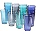 Cafe 20-ounce Break-Resistant Plastic Restaurant-Style Beverage Tumblers | Set of 16 in 4 Coastal Colors primary